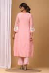 Shop_Gulabik Jaipur_Pink Handloom Chanderi Cutwok Floral Scallop Pearl Embellished Kurta With Pant _at_Aza_Fashions