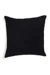 Shop_Onset Homes_Black 100% Faux Silk Bead Imperial Hand Embroidered Cushion Cover _at_Aza_Fashions