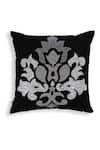 Onset Homes_Black 100% Faux Silk Bead Imperial Hand Embroidered Cushion Cover _Online_at_Aza_Fashions