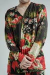 TIL_Red Cotton Digital Print Florid Jacket And Pant Set _Online_at_Aza_Fashions