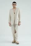 Buy_TIL_Ivory Cotton Jacket And Pant Set _at_Aza_Fashions