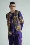 Shop_TIL_Purple Chanderi Digital Firefly Cotton Hand Embroidered Jacket _Online_at_Aza_Fashions