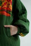 TIL_Green Cotton Digital Firefly Quilted Cardigan _Online_at_Aza_Fashions