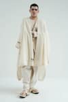 Shop_TIL_Ivory Cotton Hand Embroidered Thread Cape _at_Aza_Fashions