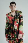 Shop_TIL_Red Cotton Digital Print Florid Jacket _Online_at_Aza_Fashions