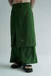 Buy_TIL_Green Cotton Hand Embroidered Thread Draped Wide Legged Trouser _Online_at_Aza_Fashions