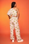 Shop_Neetiandmudita_Yellow Crepe Silk Print Daisy Asymmetric Neck Upsie Daisies Top With Pant _at_Aza_Fashions