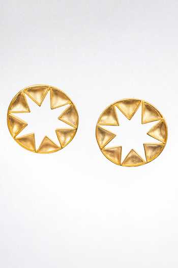 Shop_Zaza By Somya_Gold Plated Stellar Elegance Studs _at_Aza_Fashions