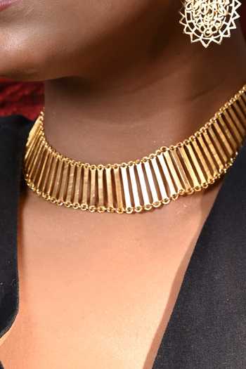 Zaza By Somya_Gold Plated Noa Choker _Online_at_Aza_Fashions