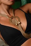 Shop_Zaza By Somya_Gold Plated Sphere Element Central Cord Necklace _at_Aza_Fashions