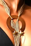 Zaza By Somya_Gold Plated Sphere Element Central Cord Necklace _Online_at_Aza_Fashions