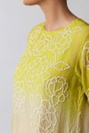 One Not Two_Yellow Kurta Viscose Silk Hand Embroidered Floral Round A-line And Pant Set _Online_at_Aza_Fashions