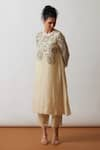 Buy_One Not Two_Off White Kurta Viscose Silk Hand Embroidered Asymmetric A-line And Pant Set _at_Aza_Fashions