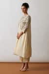 Shop_One Not Two_Off White Kurta Viscose Silk Hand Embroidered Asymmetric A-line And Pant Set _Online_at_Aza_Fashions