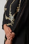 Buy_One Not Two_Black Kurta Viscose Silk Hand Embroidered Floral Notched A-line And Pant Set _Online_at_Aza_Fashions