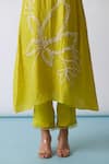 Buy_One Not Two_Yellow Kurta Viscose Silk Hand Embroidered Floral Notched A-line And Pant Set _Online_at_Aza_Fashions