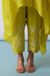 Buy_One Not Two_Yellow Kaftan Viscose Silk Hand Embroidered Floral Asymmetric And Pant Set _Online_at_Aza_Fashions