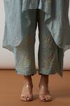 Buy_One Not Two_Blue Kaftan Viscose Silk Hand Embroidered Floral Scalloped V Neck And Pant Set _Online_at_Aza_Fashions