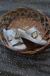 Buy_Foot Fuel_Rose Gold Dhairya Tassel Embellished Flip Flop Wedges _at_Aza_Fashions