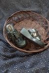 Shop_Foot Fuel_Brown Dhairya Embellished Flip Flop Wedges _at_Aza_Fashions