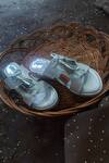 Shop_Foot Fuel_Silver Dhairya Rexine Tassel Flip Flop Wedges _at_Aza_Fashions