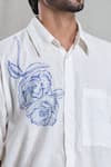 Arihant Rai Sinha_White Cotton Hand Painted Rose Shirt _at_Aza_Fashions