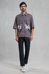 Arihant Rai Sinha_Grey Cotton Hand Painted Cheetah Shirt _at_Aza_Fashions