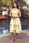 Buy_Akashi Clothing_Yellow Kala Cotton Printed Floral Scoop Sunflower Bliss Midi Dress _at_Aza_Fashions