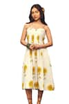 Buy_Akashi Clothing_Yellow Kala Cotton Printed Floral Scoop Sunflower Bliss Midi Dress _Online_at_Aza_Fashions