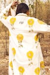 Shop_Akashi Clothing_Yellow Kala Cotton Printed Sunflower Open Embroidered Long Jacket _at_Aza_Fashions