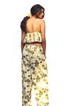 Akashi Clothing_Green Kala Cotton Printed Pineapple Leaf Plunge Aloha Top With Pant _at_Aza_Fashions