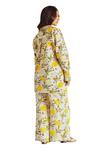 Shop_Akashi Clothing_Yellow Kala Cotton Printed Lemon Leaf Collar Shirt With Pant _Online_at_Aza_Fashions