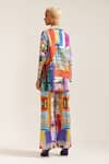 Shop_MINI SONDHI_Multi Color Linen Printed Abstract Lapel Cropped Blazer With Pant _at_Aza_Fashions