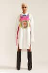 Buy_MINI SONDHI_Multi Color Cotton Hand Embroidered Applique Collared Shirt Dress With Bib _at_Aza_Fashions