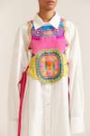 Buy_MINI SONDHI_Multi Color Cotton Hand Embroidered Applique Collared Shirt Dress With Bib _Online_at_Aza_Fashions