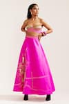 Buy_MINI SONDHI_Fuchsia Raw Silk Embroidered Ari Work Sweetheart Lehenga With Tube Bralette _at_Aza_Fashions