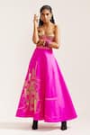 MINI SONDHI_Fuchsia Raw Silk Embroidered Ari Work Sweetheart Lehenga With Tube Bralette _Online_at_Aza_Fashions