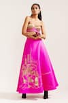 Shop_MINI SONDHI_Fuchsia Raw Silk Embroidered Ari Work Sweetheart Lehenga With Tube Bralette _Online_at_Aza_Fashions