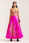 Shop_MINI SONDHI_Fuchsia Raw Silk Embroidered Ari Work Sweetheart Lehenga With Tube Bralette 