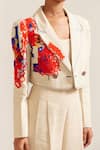 Buy_MINI SONDHI_Beige Linen Embroidered Applique Lapel Crop Jacket With Pant _Online_at_Aza_Fashions