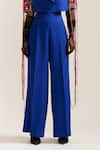 MINI SONDHI_Blue Crepe Embroidery Ari Lapel Collar Let Loose Crop Jacket With Pant _at_Aza_Fashions