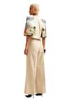 Buy_MINI SONDHI_Beige Crepe Embroidery Ari Lapel Collar Landscape Crop Jacket With Pant _Online_at_Aza_Fashions