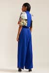 Buy_MINI SONDHI_Blue Crepe Embroidery Ari Lapel Collar Landscape Jacket With Pant _Online_at_Aza_Fashions