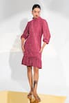 Buy_Enness Studio_Pink Lace High Bella Paisley Pattern Dress _at_Aza_Fashions