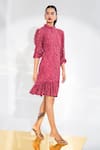 Enness Studio_Pink Lace High Bella Paisley Pattern Dress _Online_at_Aza_Fashions