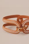 Ampm_Brown Adara Laser Cut Hollow Corset Belt_Online_at_Aza_Fashions