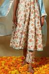 Buy_POMCHA JAIPUR_Beige Anarkali And Pant Cotton Printed Floral Halter Set _Online_at_Aza_Fashions