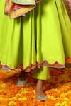 Buy_POMCHA JAIPUR_Green Anarkali And Pant Cotton Embroidered Gota Lace V Neck Set _Online_at_Aza_Fashions