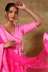 Shop_POMCHA JAIPUR_Pink Cotton Lace Trims V Neck Detailed Angrakha Set _at_Aza_Fashions