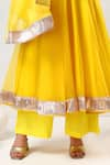 Buy_POMCHA JAIPUR_Yellow Organza Embroidered Gota Lace V Neck Anarkali Set _Online_at_Aza_Fashions